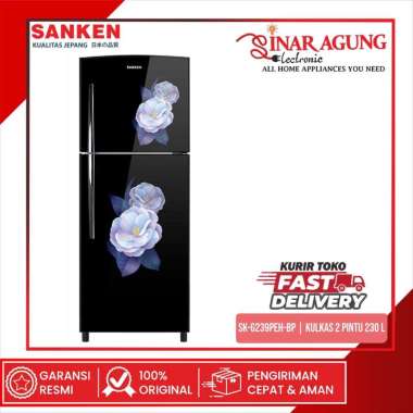 SANKEN SK-G239PEH-BP / SKG239P KULKAS 2 PINTU 230 L UNGU GARANSI RESMI