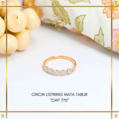 CINCIN WANITA EMAS ASLI MODEL TERBARU PERMATA BUNGA PUTIH CANTIK ELEGANT EMAS MUDA & EMAS TUA KADAR 