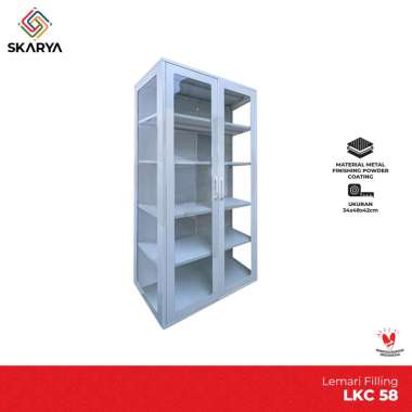 Lemari Arsip Kaca Rak Display Lemari Besi Filling Cabinet Pintu Kaca LKC 58 (Baru) LUAR KOTA + KAYU 