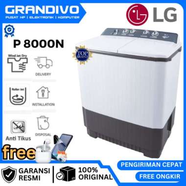 Mesin Cuci LG P8000N Twin Tub 8 KG GARANSI RESMI LG - GRANDIVO P7000N 7KG