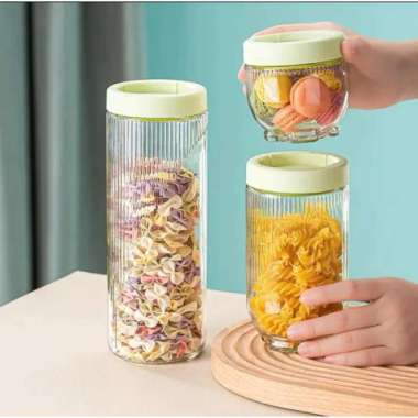 Toples Kue Lebaran 3IN1 Toples Kaca Gladies Hazel Set 3pcs / Toples Kaca Bening Anti Tumpah Set Topl