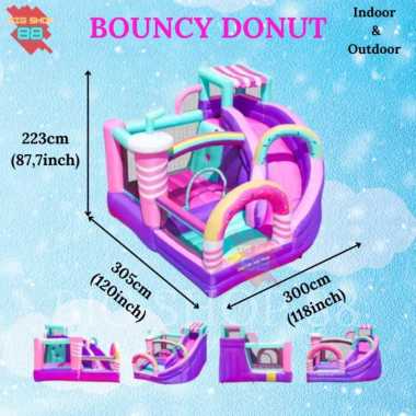 Mainan Anak Rumah Istana Balon Bouncy Jumping Castle Donut Playground