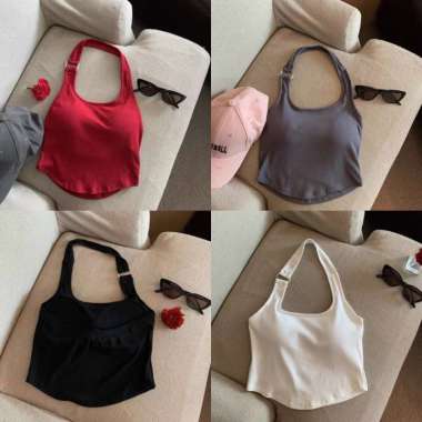 Oppa Style Shop Tanktop Crop Tali Leher TT004 Korean Sport Tanktop / Tanktop Crop Seksi Olahraga Run