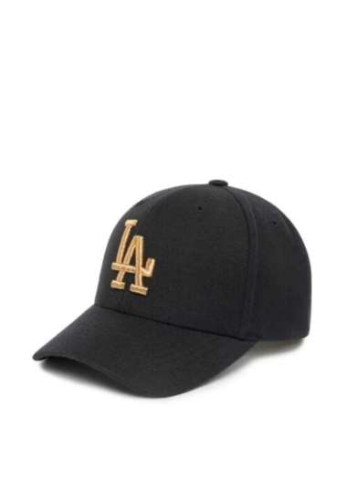LA Dodgers Metal Logo Ball Cap Black Gold