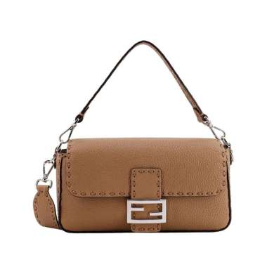 [12.12 Dealcember] Fendi Baguette Selleria Bag with 612 Hand-Sewn Topstitches Beige Nude
