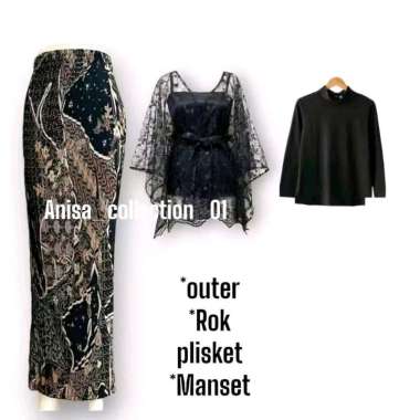 Set kebaya outer tille cantik mix plisket batik setelan kebaya wanita rok batik dress pesta baju ada