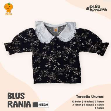 PLEU Blus Rania | Baju Anak Perempuan Usia 1-8 Tahun 8 tahun Hitam