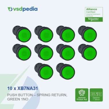 Push Button Schneider - Spring Rtn, green -1NO XB7NA31
