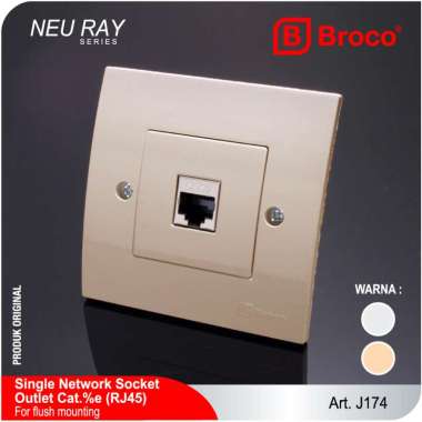 Broco Electrical Neu Ray J174 (B) Stop Kontak Data Cat.5 (RJ45) Cream