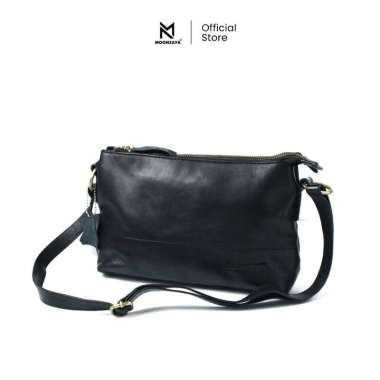 MOONZAYA - Tas Jasmine Moonzaya Leather Tas Selempang Wanita Tas Sling Bag Tas Kulit Asli BLACK