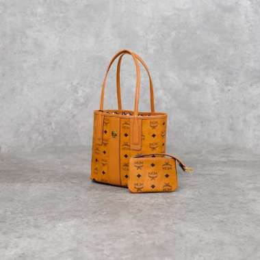 Tas MCM LIZ VISETOS COGNAC REVERSIBLE MINI TOTE BAG 100% ORIGINAL 28X12X25CM