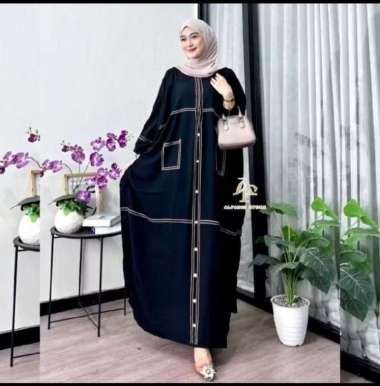 Kaftan Motif Saku Santung Tebal Sleting One Size merah