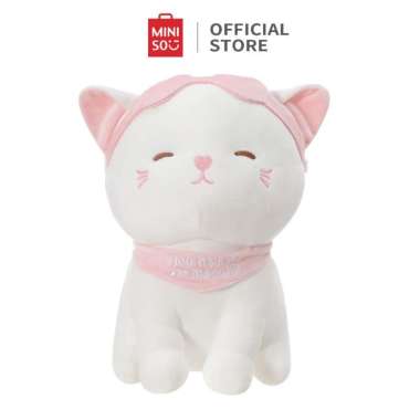 MINISO Boneka Lucu Kucing Boneka Lembut Mainan Mewah Kucing dengan Penutup Mata Kado Anak Plush Toy 