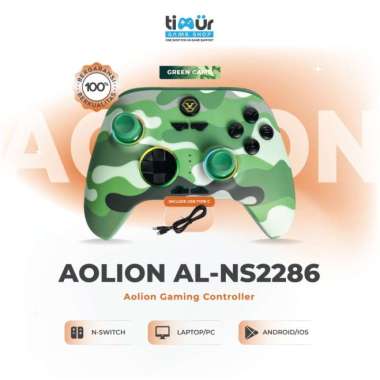 AOLION - Wireless Gaming Pro Controller Stick Stik With RGB PC Laptop Android IOS Nintendo Switch Gr