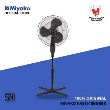 Kipas angin Miyako KAS1618BGBBK - Stand Fan 16 inc - Kaki Silang 50W Grill Besi Black