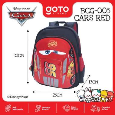 Goto Hobanlee Backpack Tas Sekolah Anak Perempuan Laki Laki Karakter BCG-005 CARS RED