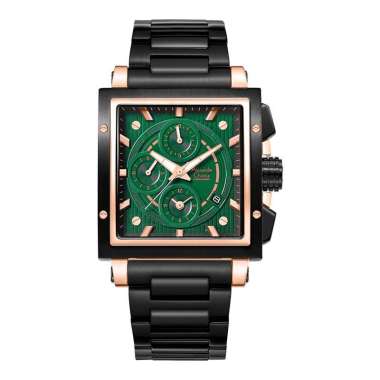 Jam Tangan Pria Alexandre Christie Chronograph AC 6182 GC BBRGN Men Green Dial Black Stainless Steel