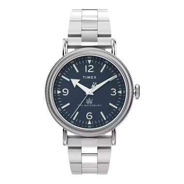 Jam Tangan Pria Timex Waterbury TW2W20500 Coin Edge Blue Dial Stainless Steel Strap Multicolor