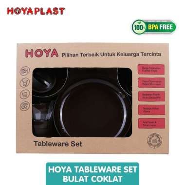 HOYAPLAST Tableware Set Of 12pcs (4piring + 4mangkok + 4mug) Plastik Tebal dengan Desain 8 Warna Cok