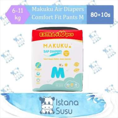 Makuku SAP Diapers Comfort Fit Popok Bayi SUPER JUMBO Ukuran M/L/XL M 80 + 10 (Celana)
