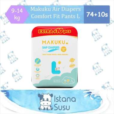 Makuku SAP Diapers Comfort Fit Popok Bayi SUPER JUMBO Ukuran M/L/XL L 74 + 10 (Celana)