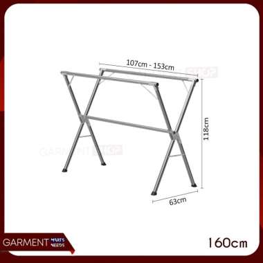 Jemuran Baju Handuk Outin Lipat Tekuk Stainless Steel Anti Karat Kuat 3 TIANG - 160 CM