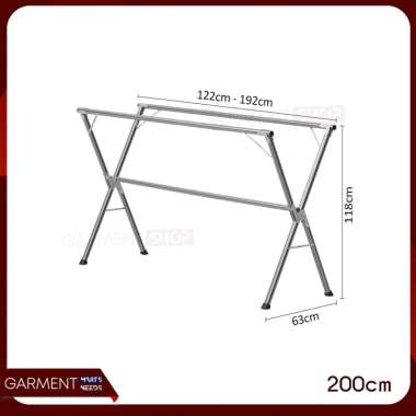 Jemuran Baju Handuk Outin Lipat Tekuk Stainless Steel Anti Karat Kuat 3 TIANG - 200 CM