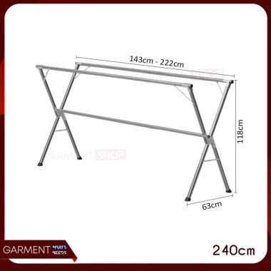 Jemuran Baju Handuk Outin Lipat Tekuk Stainless Steel Anti Karat Kuat 3 TIANG - 240 CM