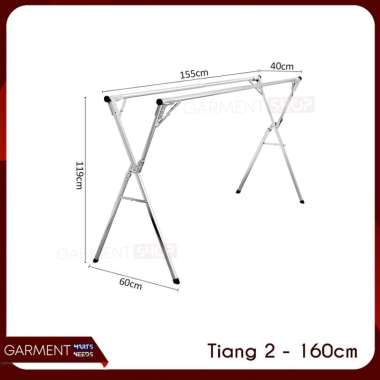 Jemuran Baju Handuk Outin Lipat Tekuk Stainless Steel Anti Karat Kuat 2 TIANG - 160 CM