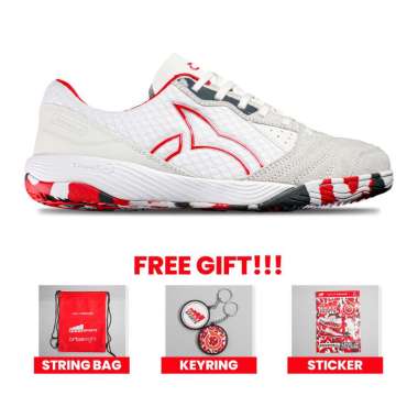 Ortuseight x Rank Sports Sepatu Futsal Jogosala Ascend SE - White/Ortred/Grey 44