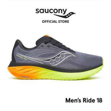 Sepatu Lari Pria SAUCONY Shoes Ride 18 Men - Shadow / ViZi 44