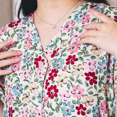 Aykowear Midi Dress Daster Rayon Motif Tropical Bloom