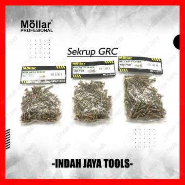 MOLLAR Baut Sekrup GRC 6 mm x 3/4 1 1-1/4 Inch - Roofing Skrup Mur Dinding Plafon Kayu Bolt Nut Scre
