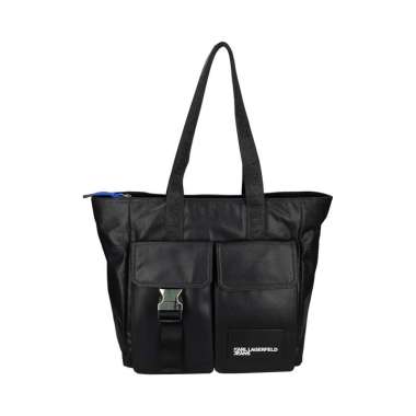 Karl Lagerfeld Utility Coated Denim Tote Bag Black