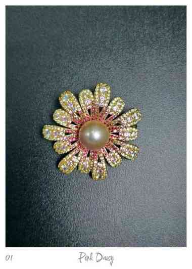 Bros Mutiara Air Laut Asli dengan Desain Bunga Floral - Ellyhan Jewelry 1