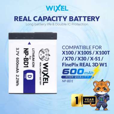 WIXEL Baterai Kamera NP-BD1 for Sony CyberShot DSC T2 T200 T300 T500 T70 T75 T700 T77 T90 T900 TX1 G
