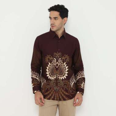 Platini Kemeja Batik Pria Lengan Panjang Katun 36102 MAROON 2XL