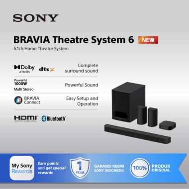 BRAVIA Theatre System 6 | 5.1ch Home Theatre System | 1000 W total power output | Dolby Atmos/DTS:X