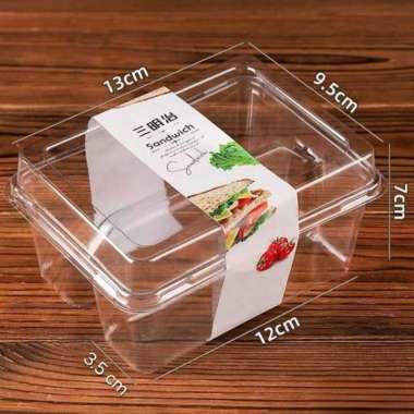 [10 PCS] Box Sandwich Kotak Mika Bening 2 Sekat / Box Kemasan Toast Sandwich Mika Roti 10 PCS