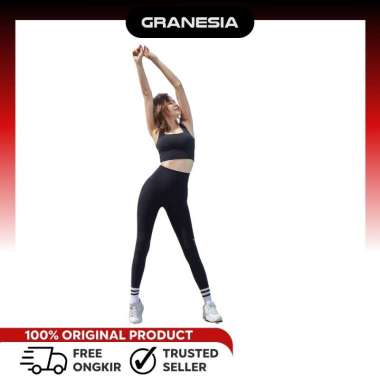 (GRANESIA) STL Airdry High-Up Crop Top STLB011/012|Baju Olahraga Sport Bra|Kaos Crop Top L Black