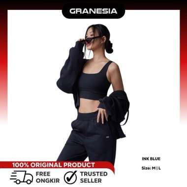 (GRANESIA) STL Airdry High-Up Crop Top STLB011/012|Baju Olahraga Sport Bra|Kaos Crop Top L Ink Blue