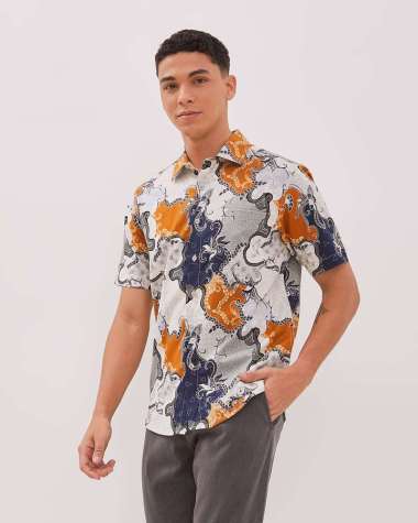 AMK Kemeja Pria Lengan Pendek SHB Surya Ss Orange XL