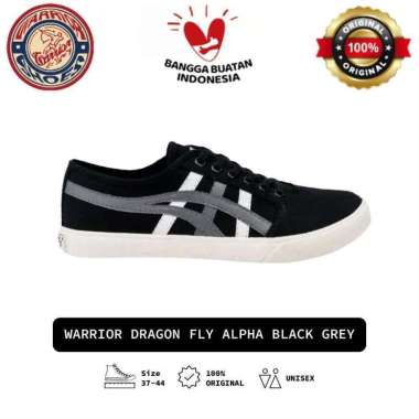 Warrior Dragon Fly Alpha Black Grey Sepatu Kasual Canvas Pria Wanita Original 38