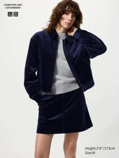 UNIQLO CDC COMPTOIR DES COTONNIERS Rok Mini Skirt Corduroy Wanita NAVY S