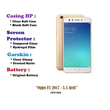 Oppo F3 2017 - 5.5 inch - Case - Screen Protector - Battery - Dll Clear Hard Case