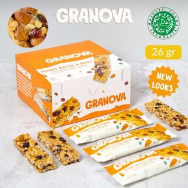Granova Mini Bar - Peanut Butter & Berry [26 g/ 16 Bar/ Box] Tebus Granola 100gr