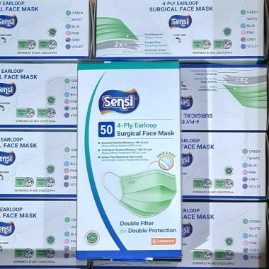 SENSI MASK EARLOOP / MASKER SENSI SURGICAL FACE MASK ISI 50PCS ABUtaliGEPENG