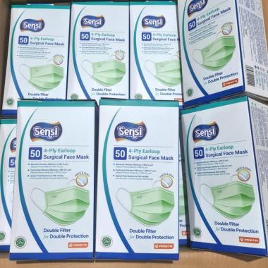 SENSI MASK EARLOOP / MASKER SENSI SURGICAL FACE MASK ISI 50PCS PUTIHtaliGEPENG