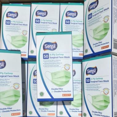 SENSI MASK EARLOOP / MASKER SENSI SURGICAL FACE MASK ISI 50PCS HIJAUtaliGEPENG