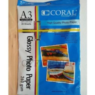 CORAL GLOSSY PHOTO PAPER A3 260 GSM